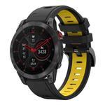 For Garmin EPIX Gen 2 22mm Two-Color Sports Silicone Watch Band(Black+Yellow)