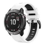 For Garmin Fenix 6 GPS 22mm Two-Color Sports Silicone Watch Band(White+Black)