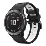 For Garmin Fenix 6 Pro GPS 22mm Two-Color Sports Silicone Watch Band(Black+White)