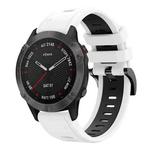 For Garmin Fenix 6 Sapphire GPS 22mm Two-Color Sports Silicone Watch Band(White+Black)