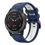 For Garmin Fenix 6 Sapphire GPS 22mm Two-Color Sports Silicone Watch Band(Midnight Blue + White)