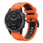 For Garmin Fenix 6 Sapphire GPS 22mm Two-Color Sports Silicone Watch Band(Orange+Black)
