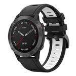 For Garmin Fenix 6 Sapphire GPS 22mm Two-Color Sports Silicone Watch Band(Black+White)