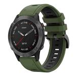 For Garmin Fenix 6 Sapphire GPS 22mm Two-Color Sports Silicone Watch Band(Army Green + Black)