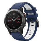 For Garmin Fenix 5 22mm Two-Color Sports Silicone Watch Band(Midnight Blue + White)