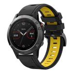For Garmin Fenix 5 22mm Two-Color Sports Silicone Watch Band(Black+Yellow)