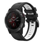 For Garmin Fenix 5 Plus 22mm Two-Color Sports Silicone Watch Band(Black+White)