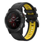 For Garmin Fenix 5 Plus 22mm Two-Color Sports Silicone Watch Band(Black+Yellow)