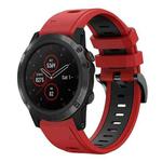 For Garmin Fenix 5 Plus 22mm Two-Color Sports Silicone Watch Band(Red+Black)