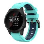 For Garmin Forerunner 945 22mm Two-Color Sports Silicone Watch Band(Mint Green + Blue)
