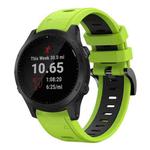 For Garmin Forerunner 945 22mm Two-Color Sports Silicone Watch Band(Lime Green + Black)