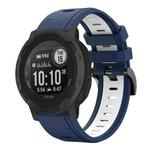 For Garmin Instinct 2 22mm Two-Color Sports Silicone Watch Band(Midnight Blue + White)