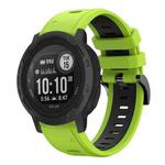 For Garmin Instinct 2 22mm Two-Color Sports Silicone Watch Band(Lime Green + Black)