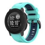 For Garmin Instinct 22mm Two-Color Sports Silicone Watch Band(Mint Green + Blue)