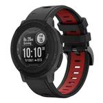 For Garmin Instinct 22mm Two-Color Sports Silicone Watch Band(Black+Red)