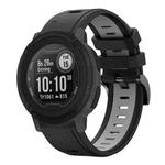 For Garmin Instinct 22mm Two-Color Sports Silicone Watch Band(Black+Grey)