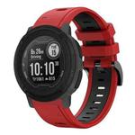 For Garmin Instinct 22mm Two-Color Sports Silicone Watch Band(Red+Black)