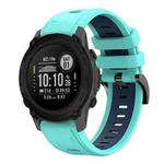 For Garmin Descent G1 22mm Two-Color Sports Silicone Watch Band(Mint Green + Blue)