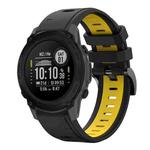 For Garmin Descent G1 22mm Two-Color Sports Silicone Watch Band(Black+Yellow)