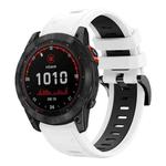 For Garmin Fenix 7X 26mm Two-Color Sports Silicone Watch Band(White+Black)