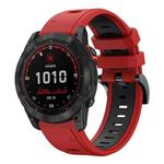 For Garmin Fenix 7X 26mm Two-Color Sports Silicone Watch Band(Red+Black)