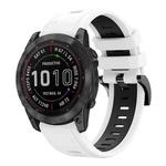 For Garmin Fenix 7X Solar 26mm Two-Color Sports Silicone Watch Band(White+Black)