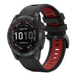 For Garmin Fenix 7X Solar 26mm Two-Color Sports Silicone Watch Band(Black+Red)