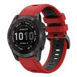 For Garmin Fenix 7X Solar 26mm Two-Color Sports Silicone Watch Band(Red+Black)
