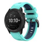For Garmin Tactix Delta 26mm Two-Color Sports Silicone Watch Band(Mint Green + Blue)