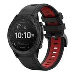 For Garmin Tactix Delta 26mm Two-Color Sports Silicone Watch Band(Black+Red)