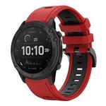 For Garmin Tactix Delta 26mm Two-Color Sports Silicone Watch Band(Red+Black)