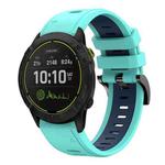 For Garmin Enduro 26mm Two-Color Sports Silicone Watch Band(Mint Green + Blue)