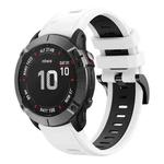 For Garmin Fenix 6X Pro 26mm Two-Color Sports Silicone Watch Band(White+Black)