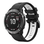 For Garmin Fenix 6X Pro 26mm Two-Color Sports Silicone Watch Band(Black+White)
