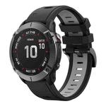 For Garmin Fenix 6X Pro 26mm Two-Color Sports Silicone Watch Band(Black+Grey)