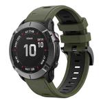 For Garmin Fenix 6X Pro 26mm Two-Color Sports Silicone Watch Band(Army Green + Black)