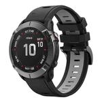 For Garmin Fenix 6X Sapphire 26mm Two-Color Sports Silicone Watch Band(Black+Grey)