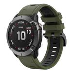 For Garmin Fenix 6X Sapphire 26mm Two-Color Sports Silicone Watch Band(Army Green + Black)