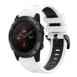 For Garmin Fenix 5X Sapphire 26mm Two-Color Sports Silicone Watch Band(White+Black)