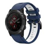 For Garmin Fenix 5X Sapphire 26mm Two-Color Sports Silicone Watch Band(Midnight Blue + White)