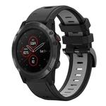 For Garmin Fenix 5X Sapphire 26mm Two-Color Sports Silicone Watch Band(Black+Grey)