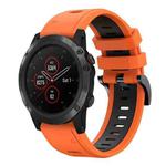 For Garmin Fenix 5X Plus 26mm Two-Color Sports Silicone Watch Band(Orange+Black)
