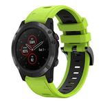 For Garmin Fenix 5X Plus 26mm Two-Color Sports Silicone Watch Band(Lime Green + Black)