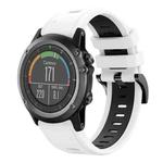 For Garmin Fenix 3 26mm Two-Color Sports Silicone Watch Band(White+Black)