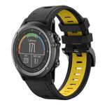 For Garmin Fenix 3 26mm Two-Color Sports Silicone Watch Band(Black+Yellow)