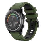 For Garmin Fenix 3 26mm Two-Color Sports Silicone Watch Band(Army Green + Black)