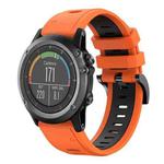 For Garmin Fenix 3 HR 26mm Two-Color Sports Silicone Watch Band(Orange+Black)