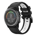 For Garmin Fenix 3 HR 26mm Two-Color Sports Silicone Watch Band(Black+White)