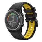 For Garmin Fenix 3 HR 26mm Two-Color Sports Silicone Watch Band(Black+Yellow)