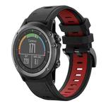 For Garmin Fenix 3 Sapphire 26mm Two-Color Sports Silicone Watch Band(Black+Red)
